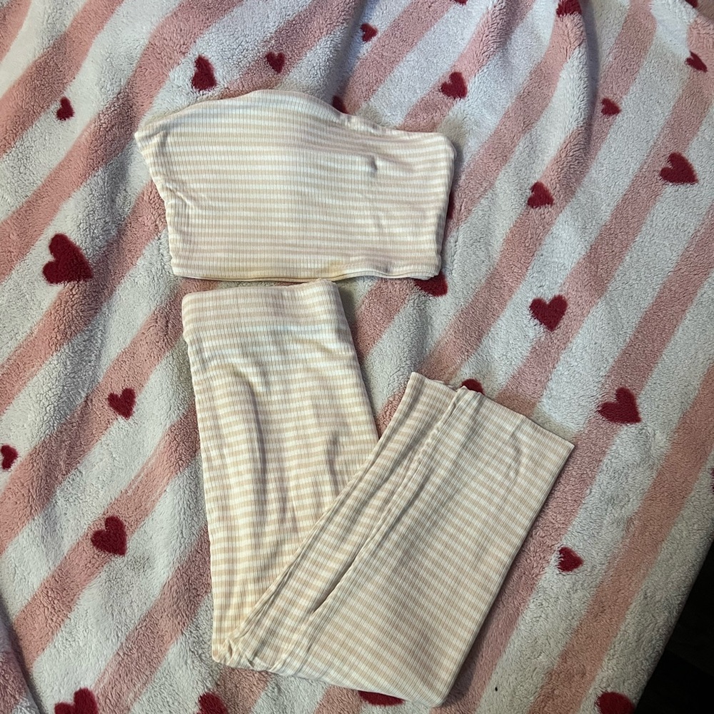 pink striped 2-piece